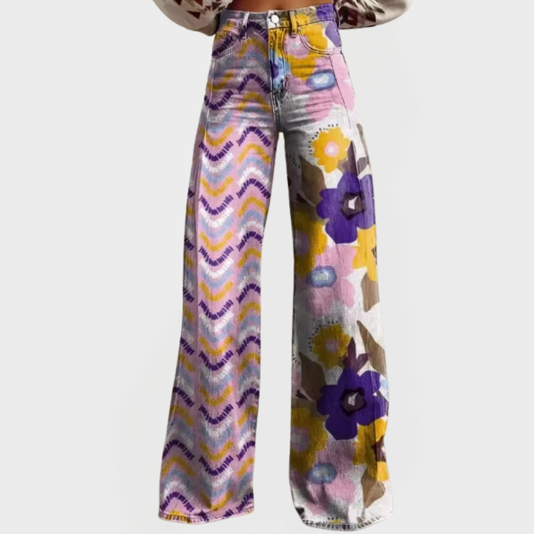 Tyylikäs Housut | Leveät Lahkeet | Kuvioita