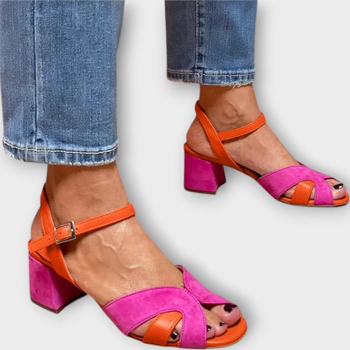 Blokinväriset sandaalit | Mukavalla korkokengällä
