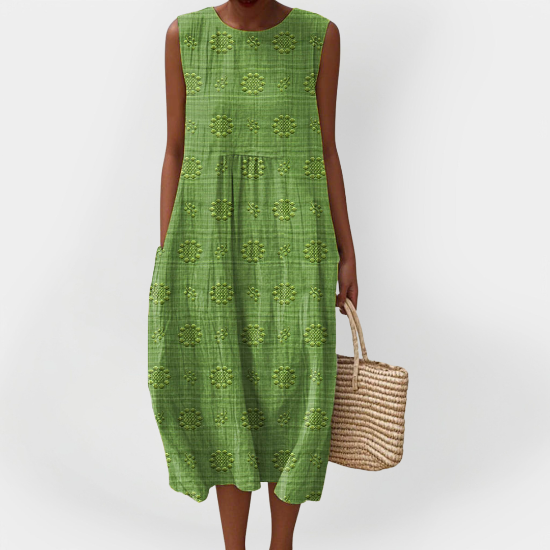 Tyylikäs Käsivarren Ilman Mekko | Puuvillasta Taskuilla