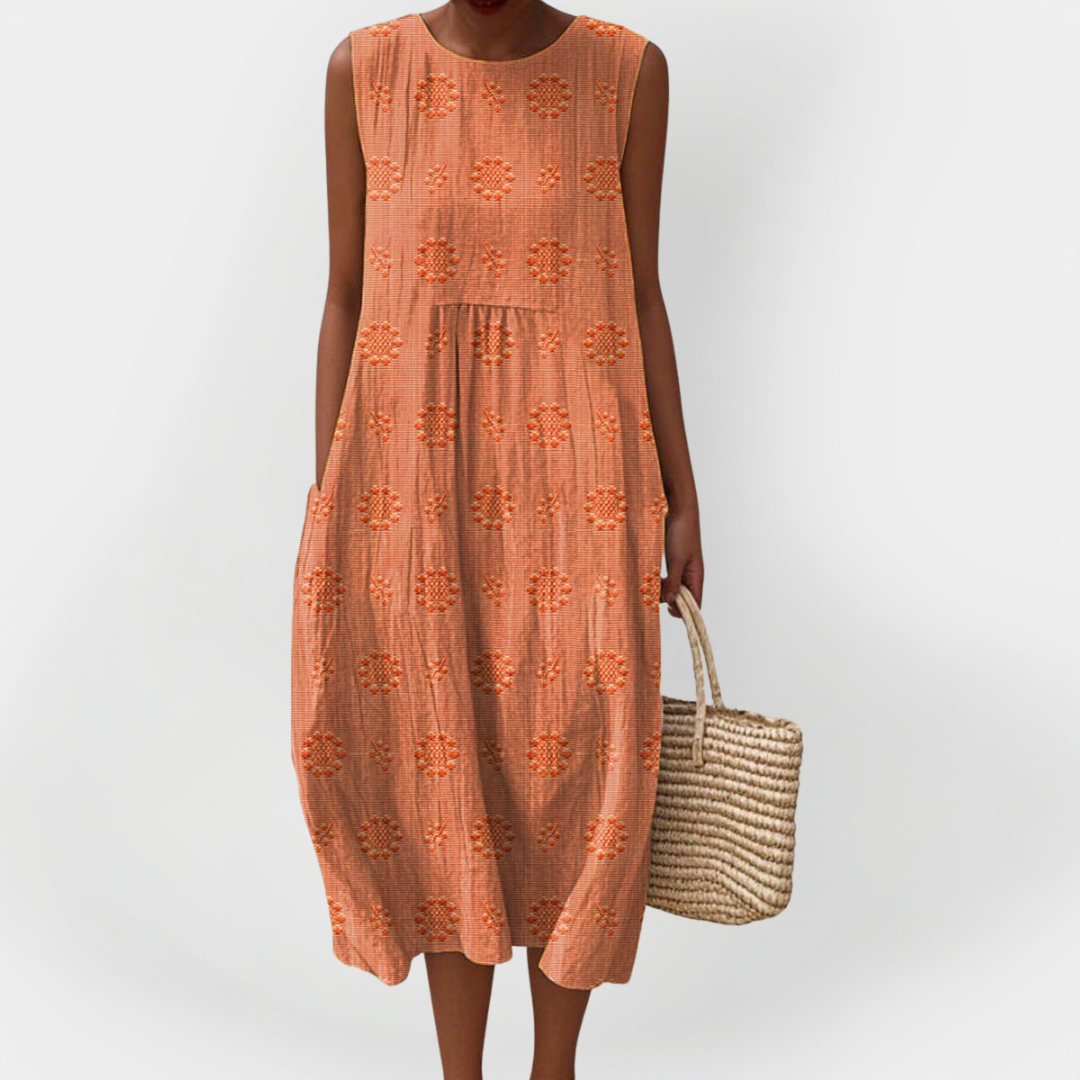 Tyylikäs Käsivarren Ilman Mekko | Puuvillasta Taskuilla