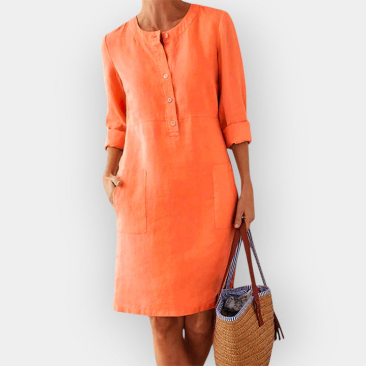 Tyylikäs Puuvillainen Midi Mekko | Yksinkertainen Suunnittelu