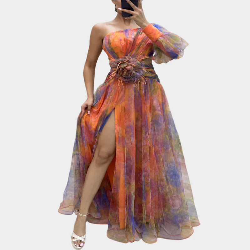 Seksikäs Mini Mekko | Epäsäännöllinen Kuviointi | Ilman Selkää