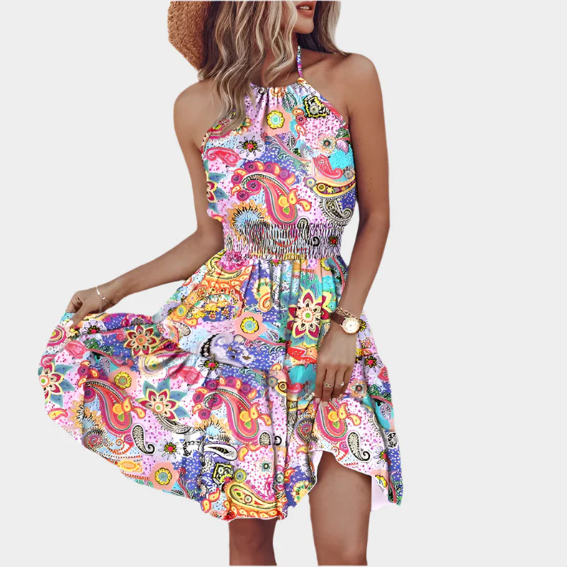 Seksikäs Mini Mekko | Epäsäännöllinen Kuviointi | Ilman Selkää