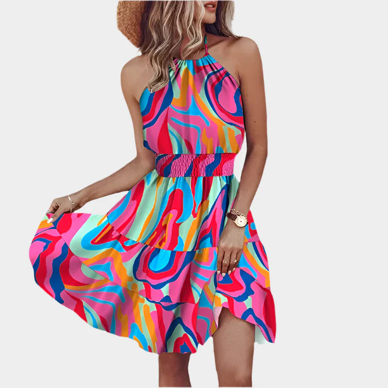 Seksikäs Mini Mekko | Epäsäännöllinen Kuviointi | Ilman Selkää