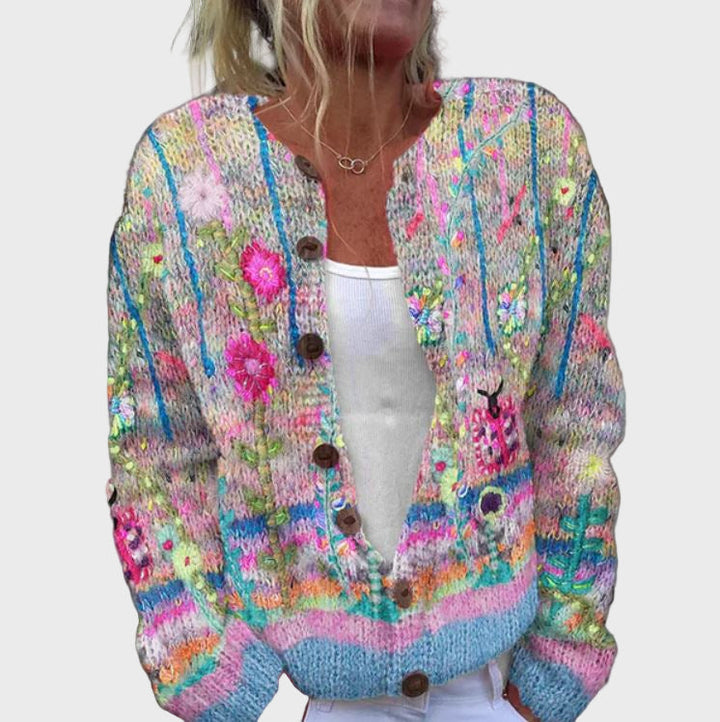 Tyylikäs Neuleliivi | Kukkakuviolla