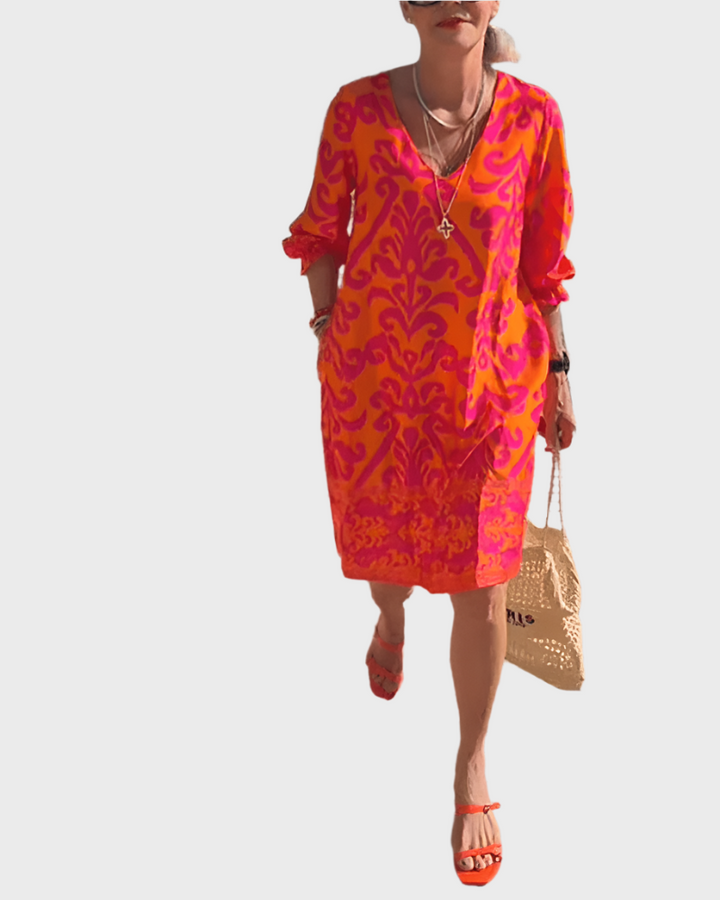 Midi Kukallinen Mekko | Elegant Floral Dress