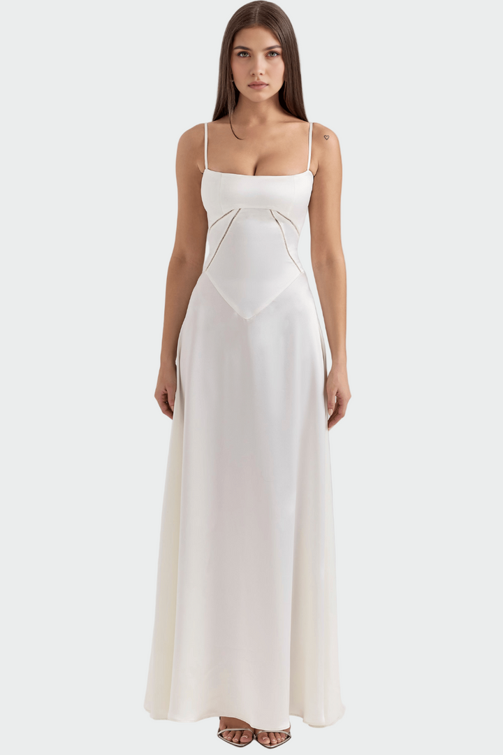 Satiini Maxi Mekko | Ohut Olkaimet