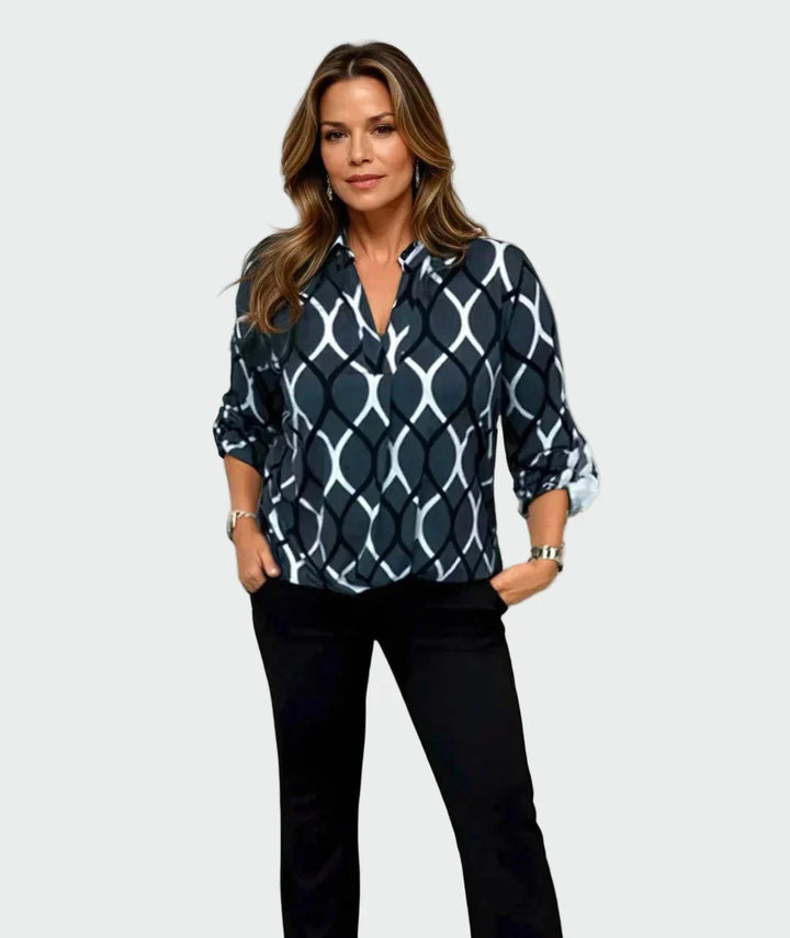 Rento pitkähihaine paita | tyylikkäällä kuviolla