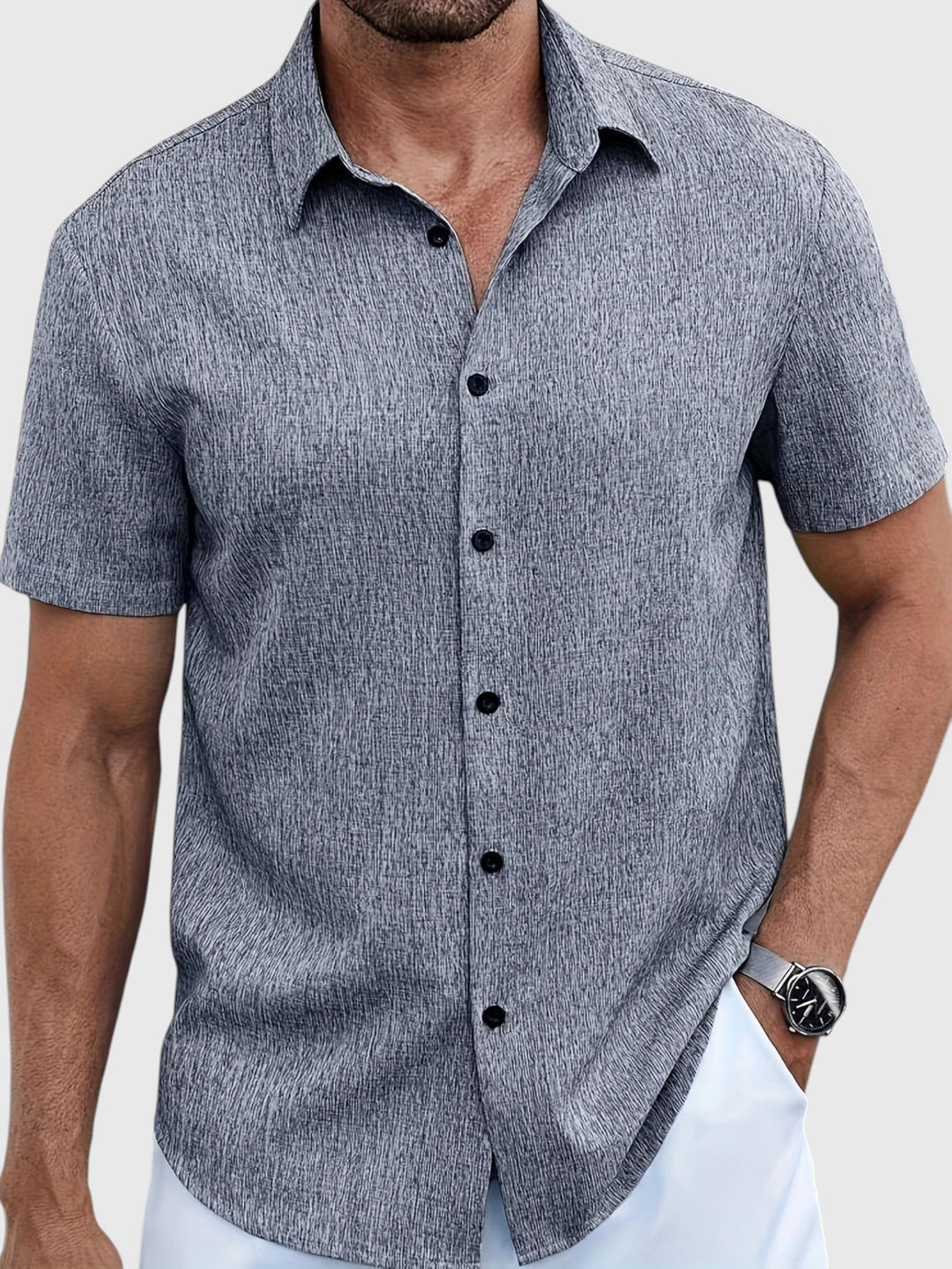 Santo | Kevyt lyhythihainen paita pellon sekoitteesta