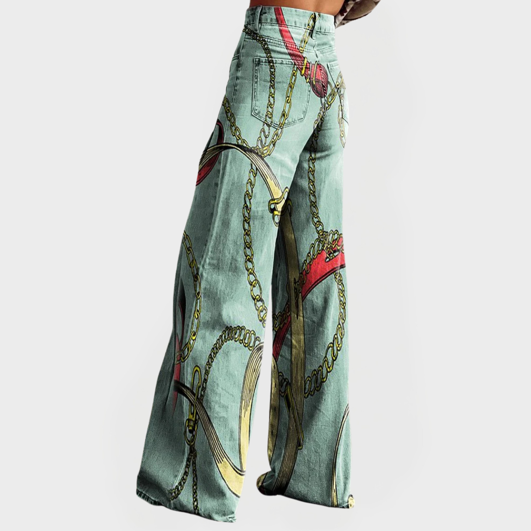 Tyylikkäät Farkut | Korkealla Vyötäröllä | Lievästi Laskostetuilla Lahkeilla