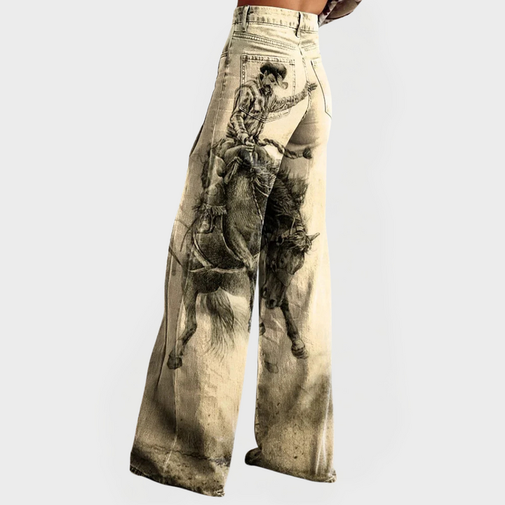 Tyylikkäät Farkut | Leveillä Lahkeilla ja Kuvioilla