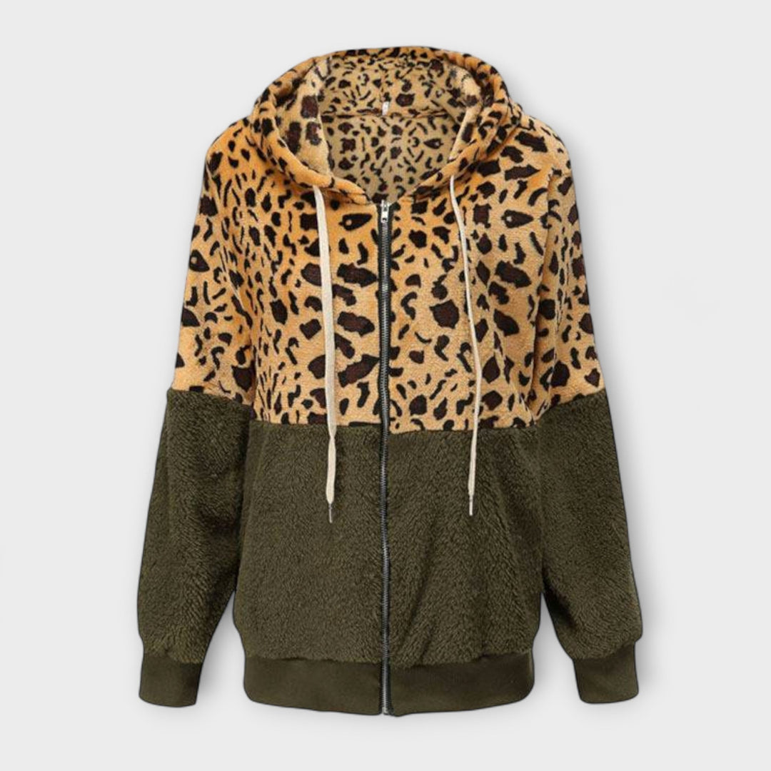 Lea | Fleece-huppari leopardikuviolla