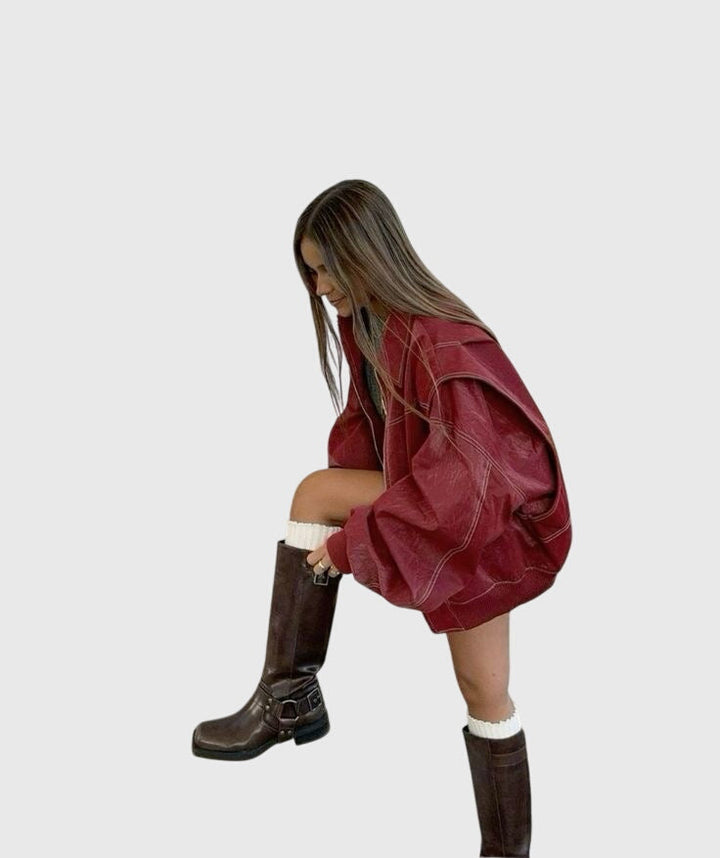 Faye™ | Ylisuuri Nahkatakki