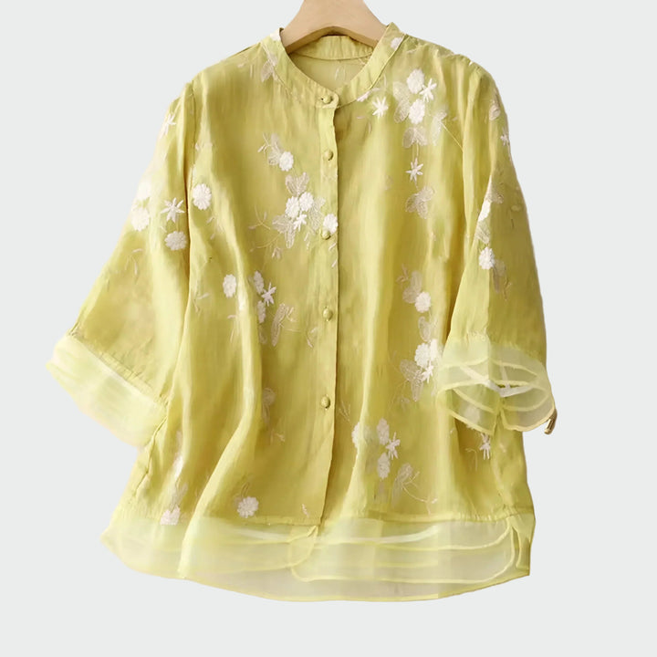 Puuvillapaita | Brodeeratuilla kukilla