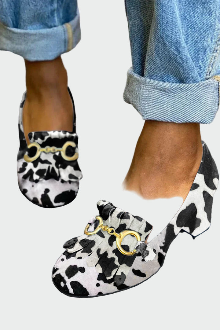 Korkokengät | frangeerityksellä ja kultaisella soljella