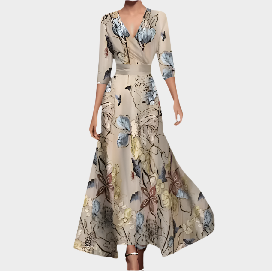 Pitkä Mekko | Kukilla ja V-aukolla