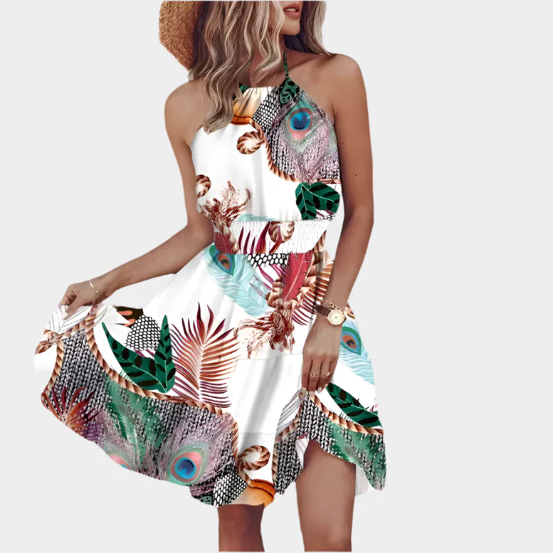 Seksikäs Mini Mekko | Epäsäännöllinen Kuviointi | Ilman Selkää