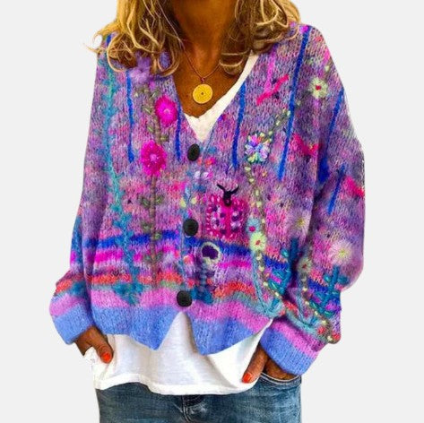 Lucina | Kukkainen neuletakki