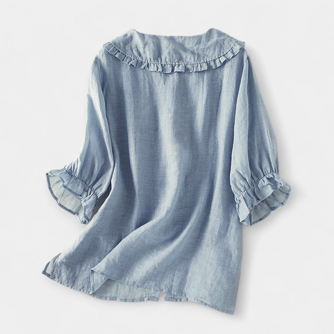 Raidallinen paita | koristeellisin kauluksin